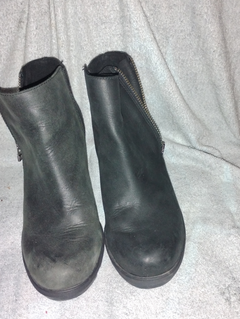 Sorel Joan of Artic Wedge ll Zipper Slip On Ankle Boots SZ:8 Women Leather Black